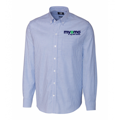 Cutter & Buck Men's Striped Stretch Oxford French Blue