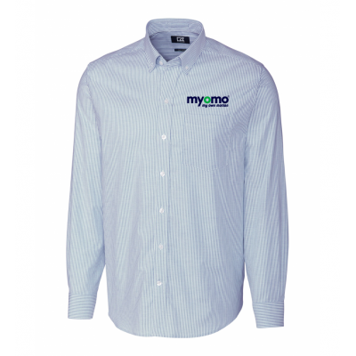 Cutter & Buck Men's Striped Stretch Oxford Light Blue