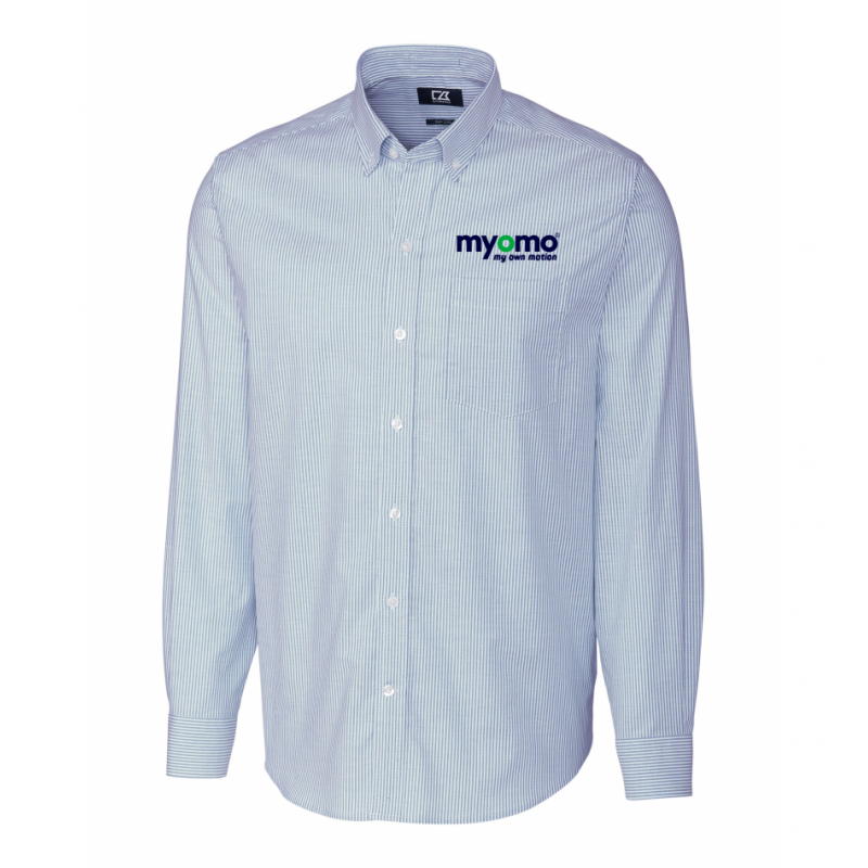 Cutter & Buck Men's Striped Stretch Oxford Light Blue